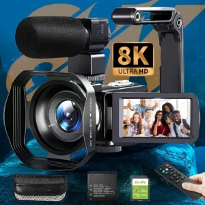 OURLIFE 8K Ultra HD Bullet Camera with Infrared Night Vision, 64MP, 18x Zoom, Touch Screen, Auto Focus, Built-in Microphone, from Brand: OURLIFE