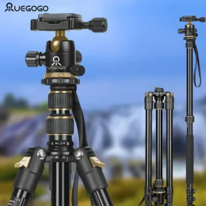 UEGOGO Professional Aluminum Tripod, Maximum Height 195.58cm, 360 Degree Panoramic Ball Head, Reserve Photography Setup, Compatible with Projectors, DSLR Cameras, Telescopes - Ideal for Outdoor and Indoor Use, Outdoor Photography Equipment