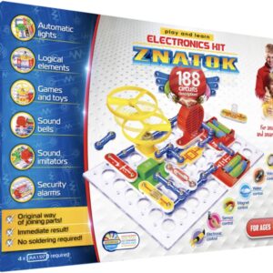 Electronics Kit for Kids 188 Experiments – Learning Electricity for Kids to Build 188 Electrical Circuits with Instructions in Hebrew – Znatok 188